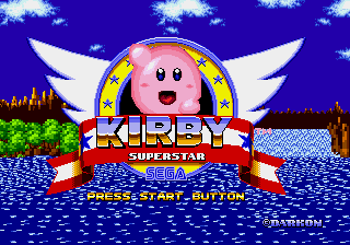 Kirby in Sonic the Hedgehog Title Screen